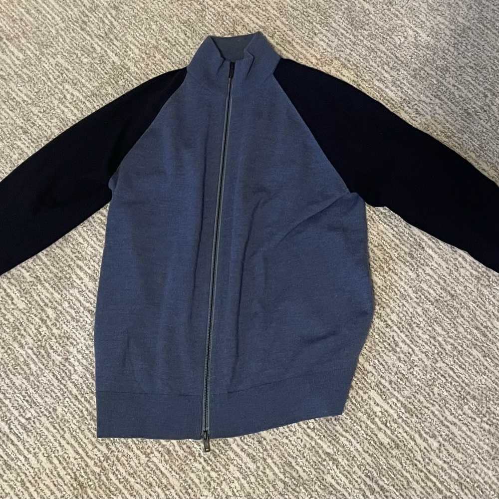 Theory Men's Zip-Up Sweater in Navy and Black